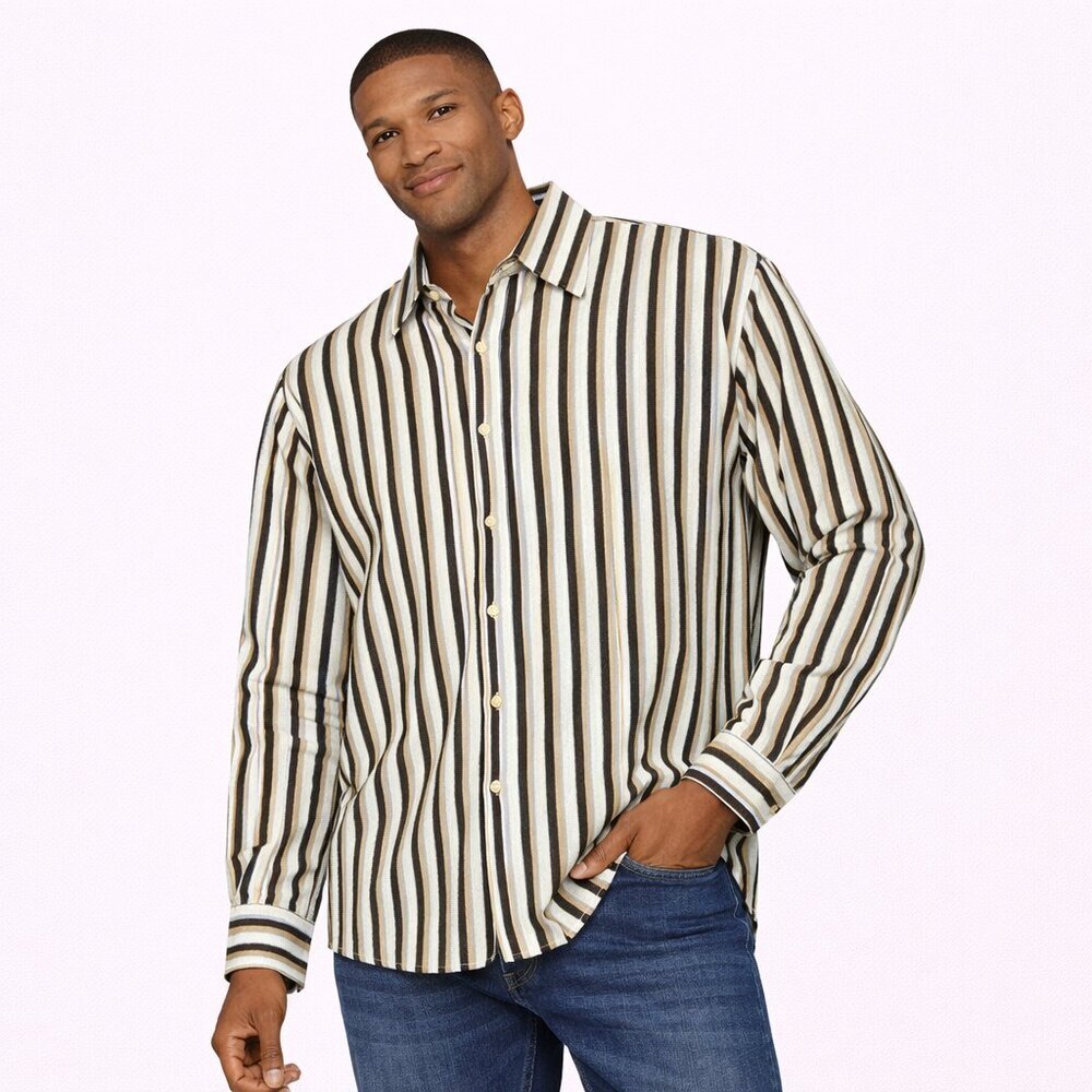 B By Brooklyn Xpress shirt long sleeves cotton blend stripped Size: XL